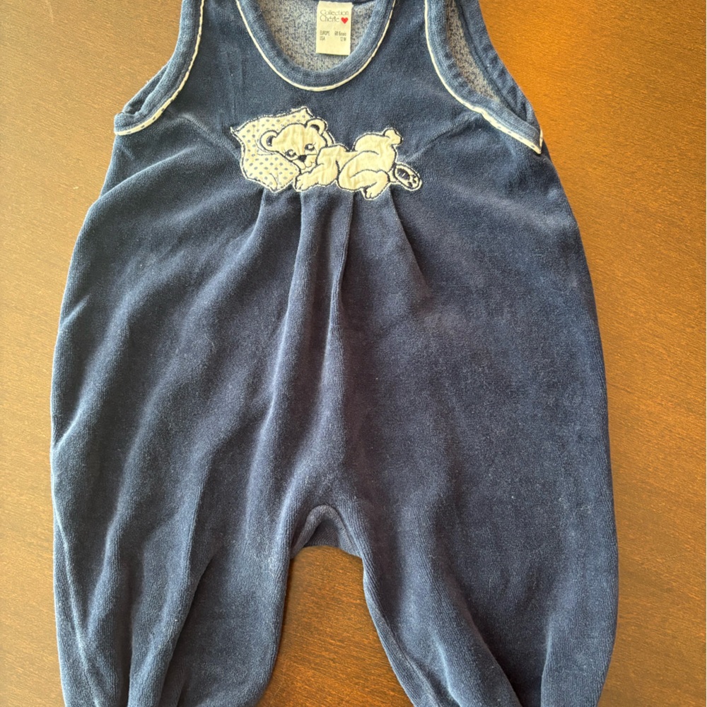 Navy Blue Kids One Piece with Bear Design